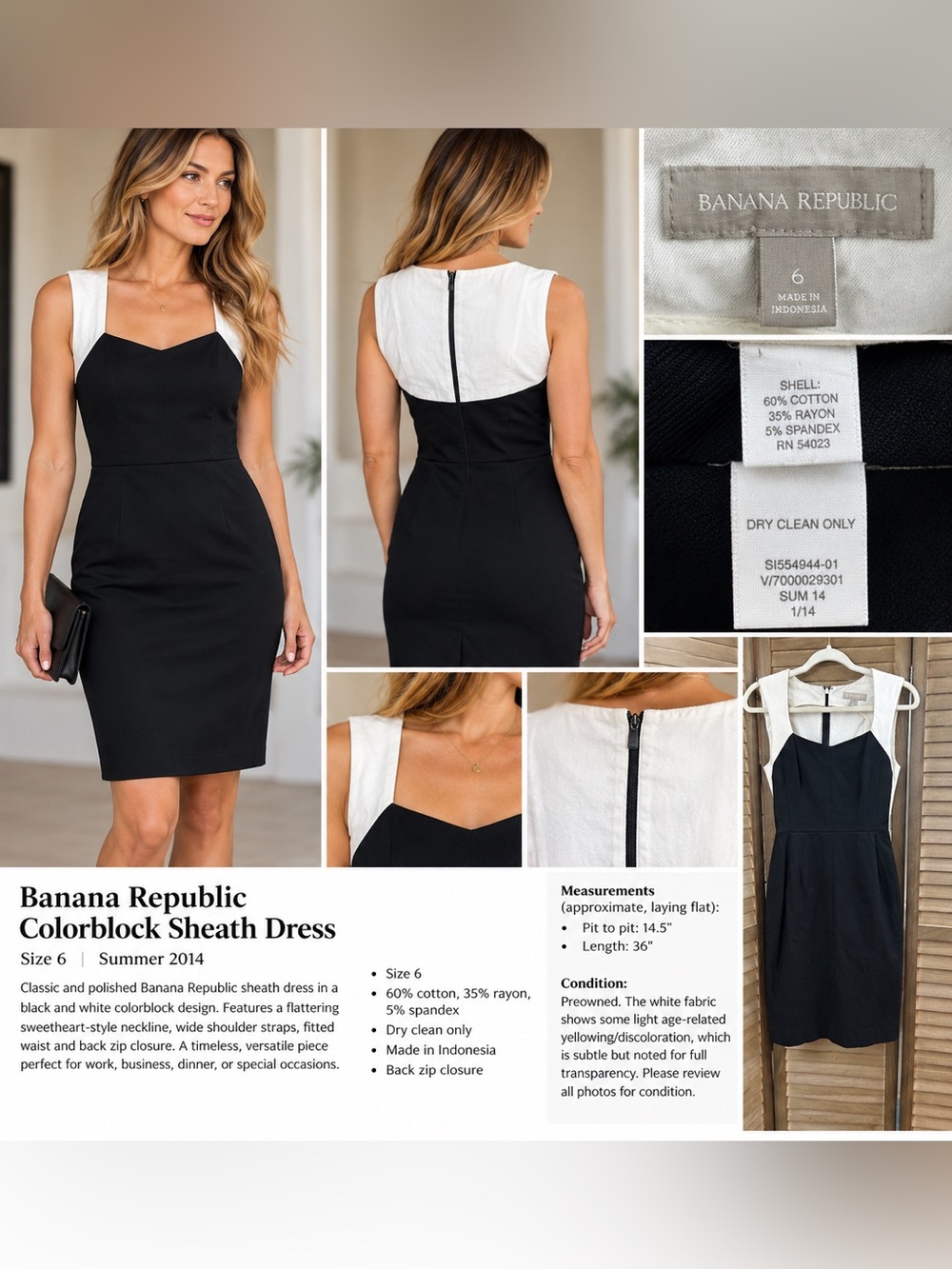 Banana Republic Black and White Sleeveless Midi Dress